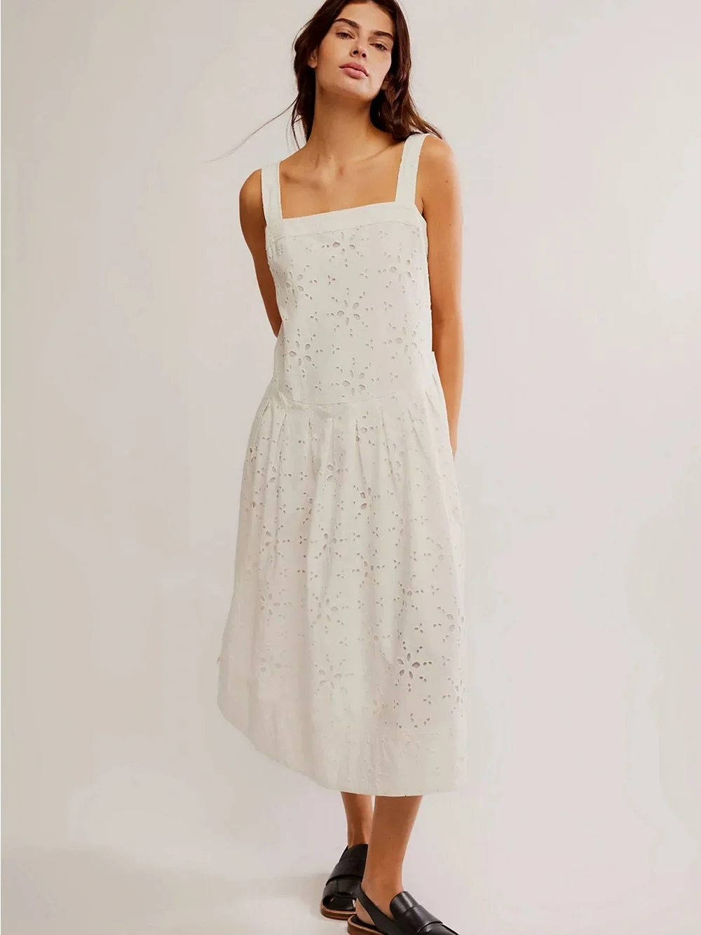 Free People Primavera White Eyelet Midi Dress